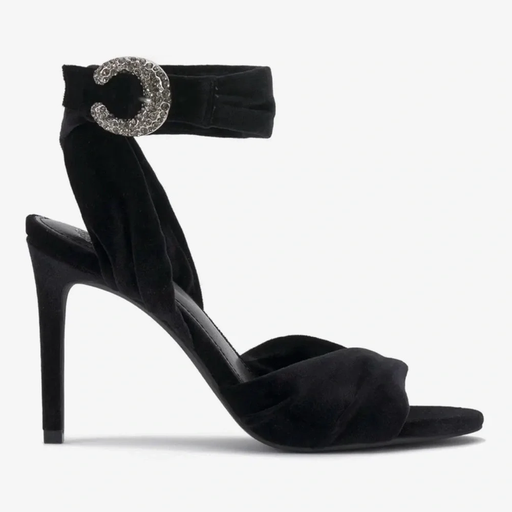 Vince Camuto Black Velvet Anyria Wrap Around Heels - Size 9 - Never Worn - NWT - Picture 2 of 7